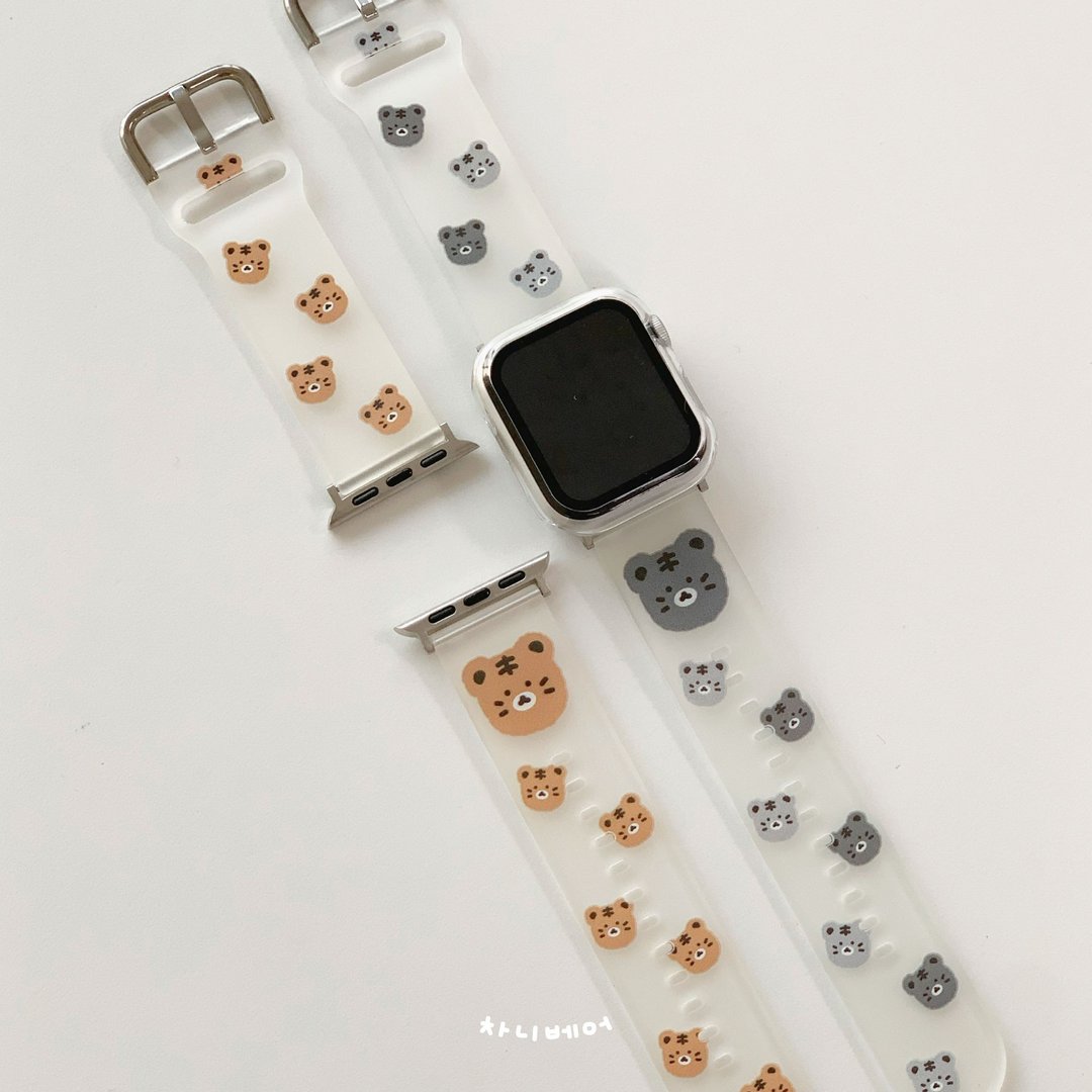 韩国文创 Chanibear 老虎造型 Apple Watch 表带 (2色) 手表束带 - 表带 - 硅胶 卡其色