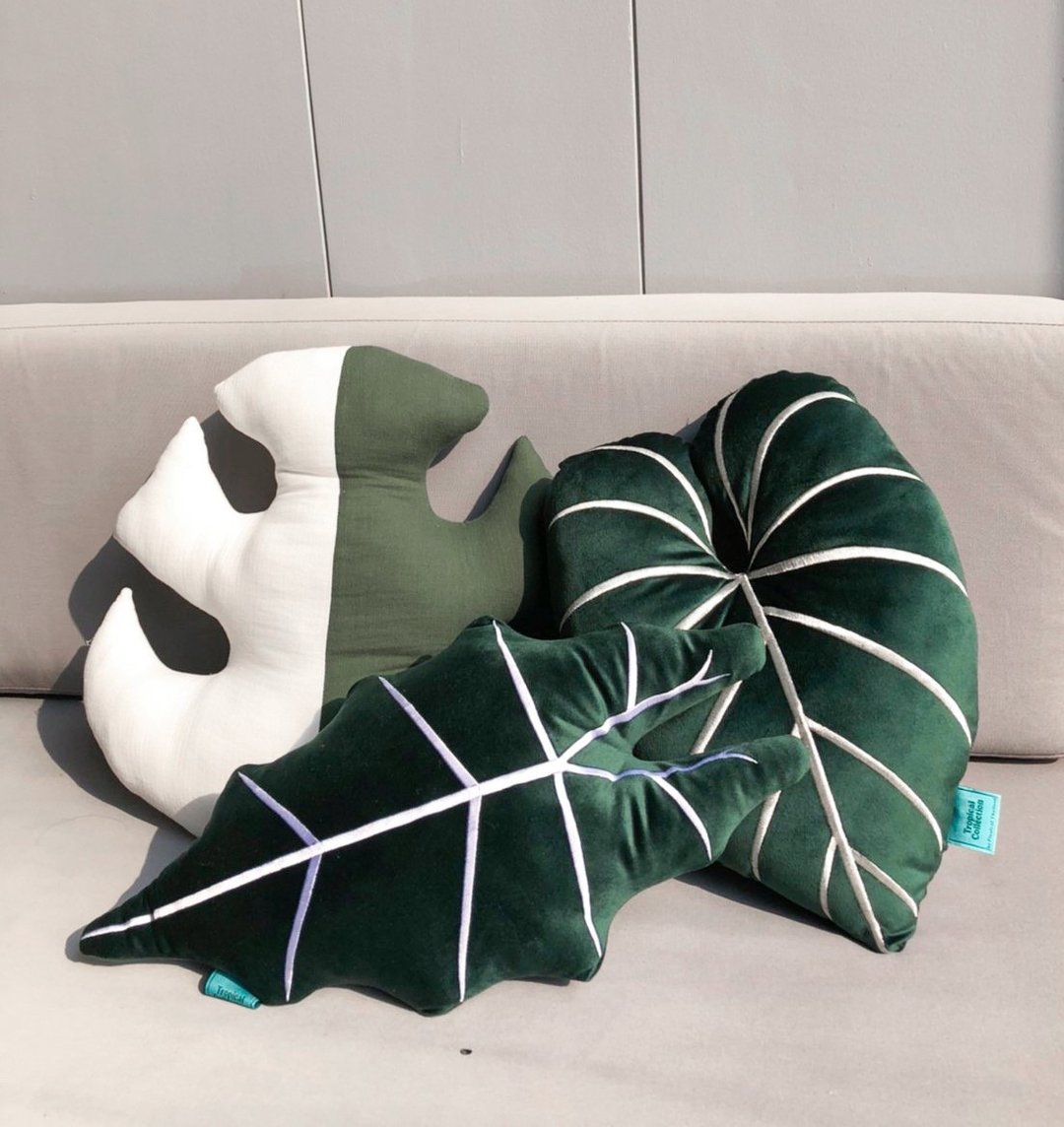 Pillow Set (3 Pieces) - 枕头/抱枕 - 绣线 绿色