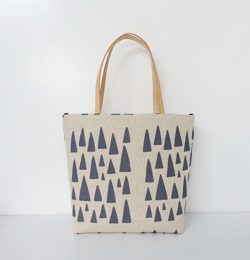 手工绢印  肩背包  迷雾森林 - 侧背包/斜挎包 - 棉．麻 灰色