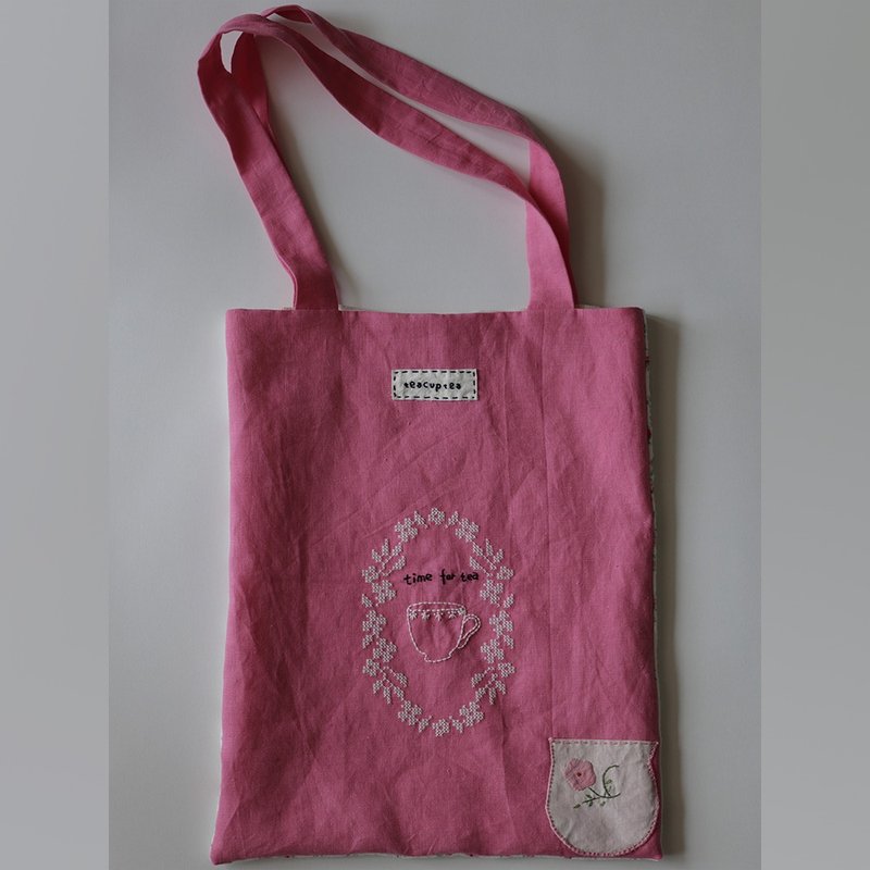 花园系列 | time for tea刺绣手工tote 布袋 - 侧背包/斜挎包 - 棉 多色
