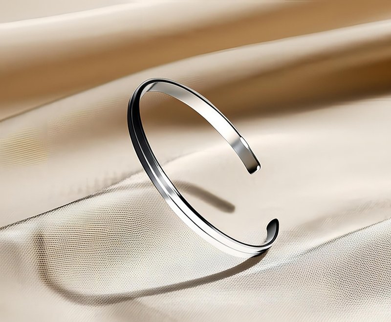 Titanvek钛金属手环5MM-免费内圈雷雕刻字 - 手链/手环 - 其他金属 