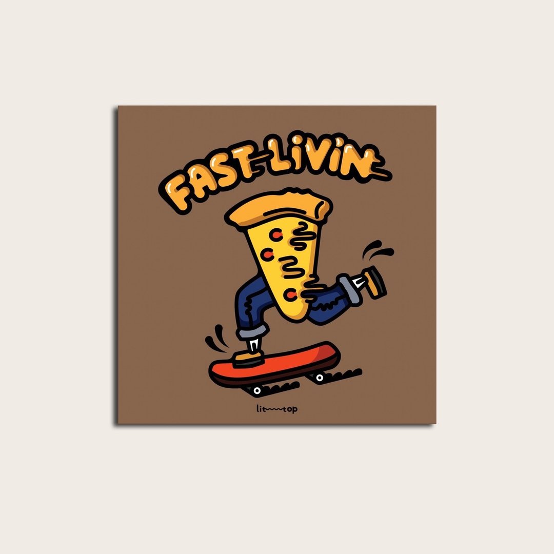 【五倍券优惠】【无框画】滑板Pizza | 定制化、挂画、礼物、插画 - 海报/装饰画/版画 - 其他材质 