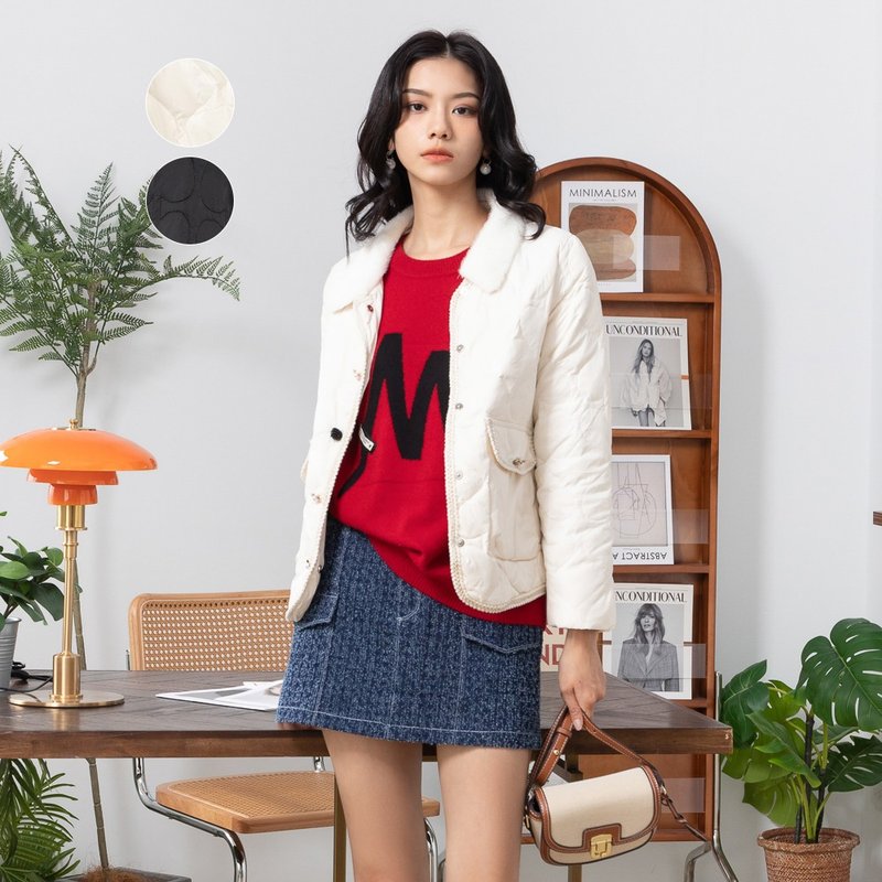 【MEDUSA】毛领小香风羽绒夹克-2色(M-L) | 羽绒外套 小香风外套 - 女装休闲/机能外套 - 聚酯纤维 白色