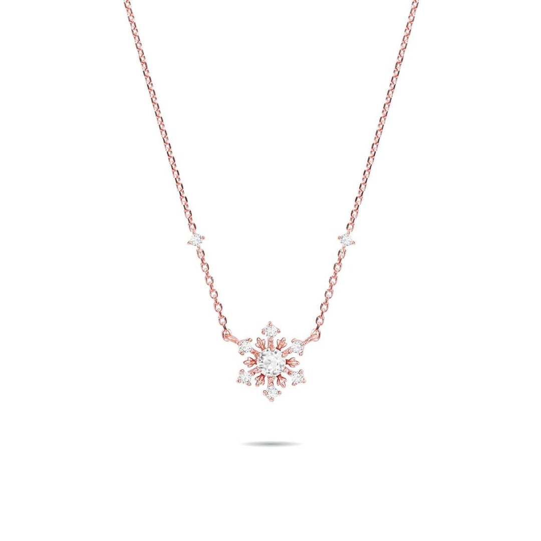 L'amour 闪烁雪花项链 (玫瑰金) - 项链 - 纯银 