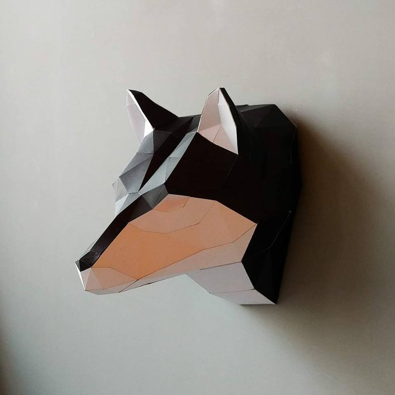 匠纸正版_DIY材料包_手作_纸模型_极地哈士奇壁饰 - 木工/竹艺/纸艺 - 纸 黑色