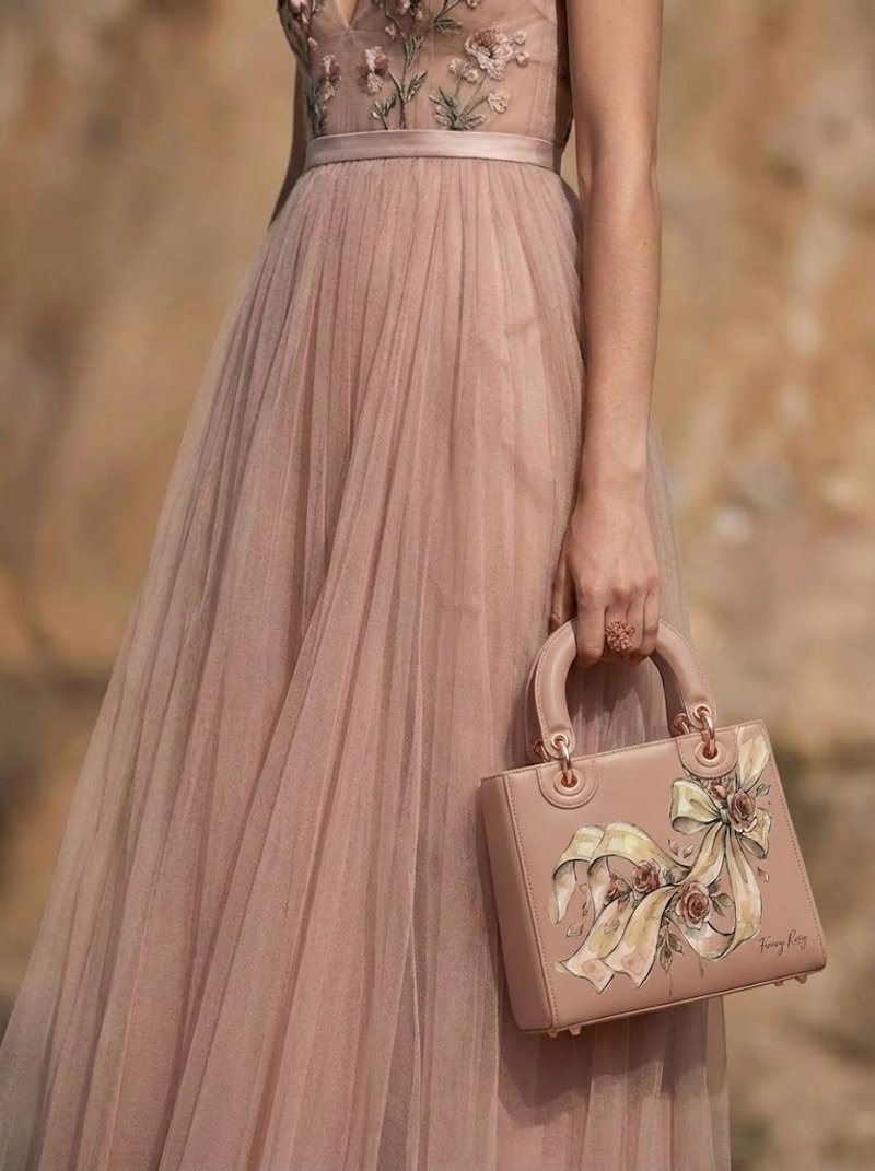 Fancy Ribbon手挽侧背袋 - 侧背包/斜挎包 - 其他材质 粉红色