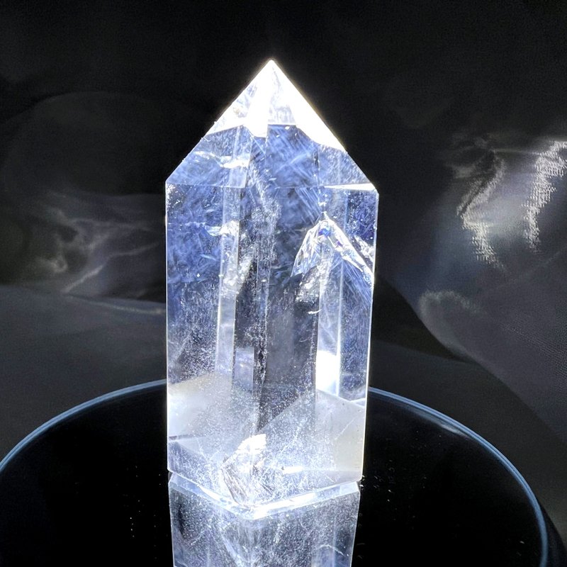 三山。柱 一图一物 摆件 精品 疗愈 l 蓝针柱 白幽灵山 爆彩 l - 摆饰 - 水晶 白色