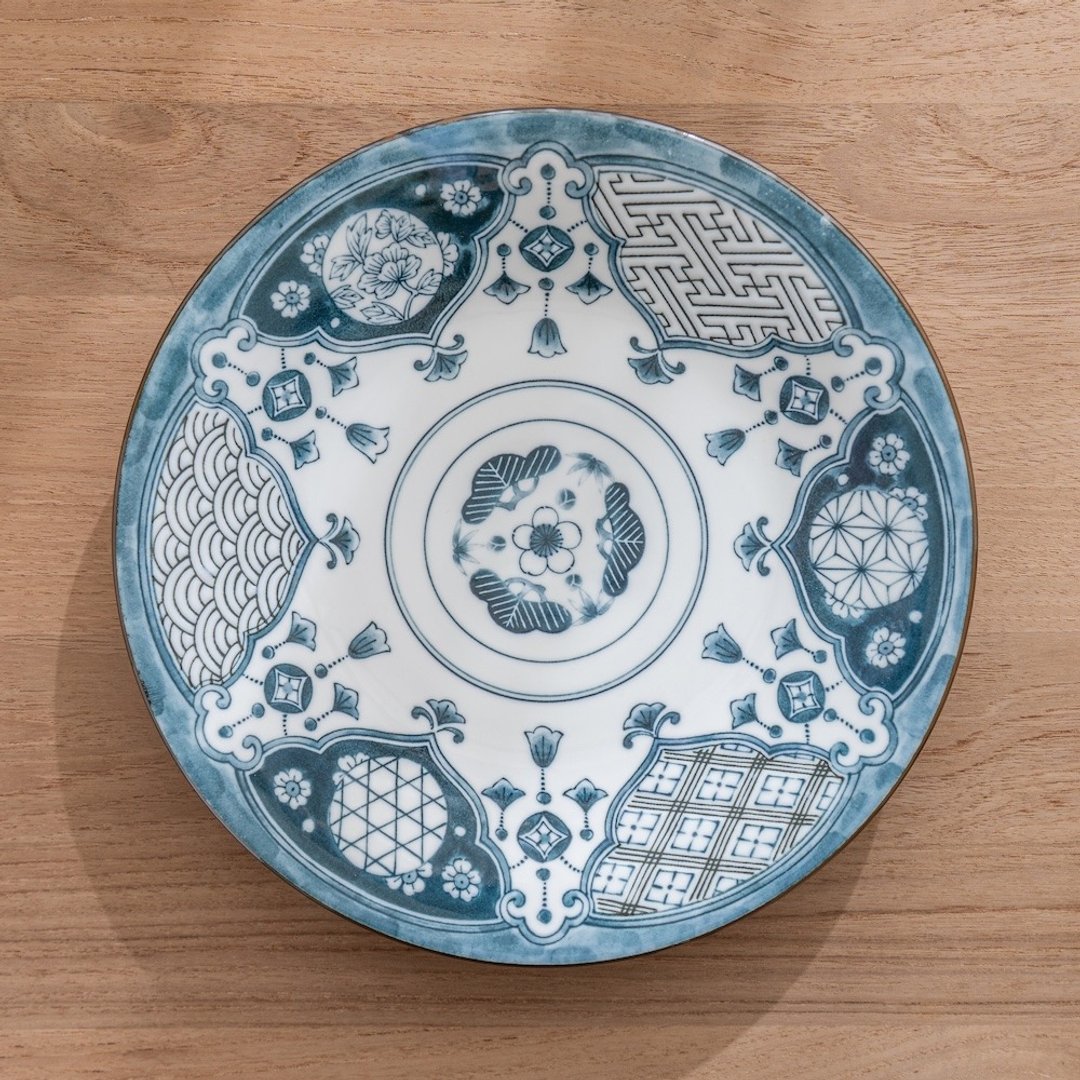 祥瑞系列 染付璎珞纹 大盘 (28cm) - 盘子/餐盘/盘架 - 瓷 