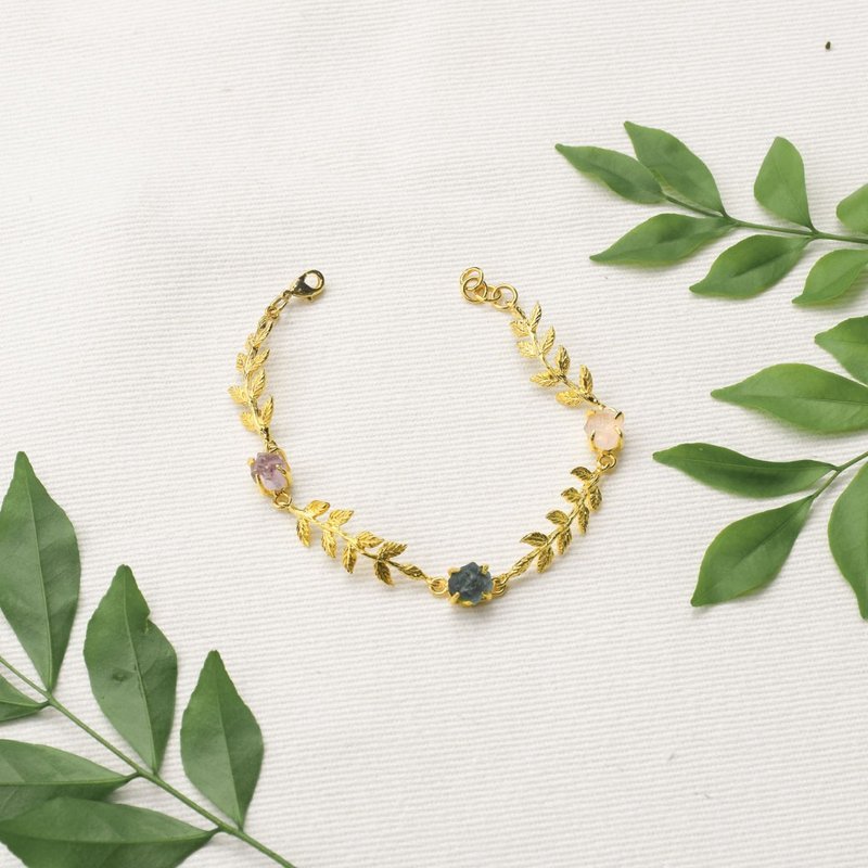 Leaf stone bracelet - 手链/手环 - 半宝石 银色