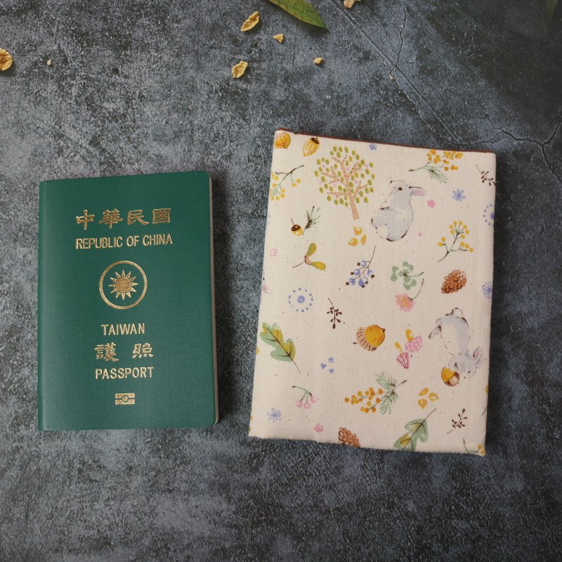 【森林兔兔】有两色 手作护照套 护照夹 护照套 护照包 - 护照夹/护照套 - 棉 蓝色