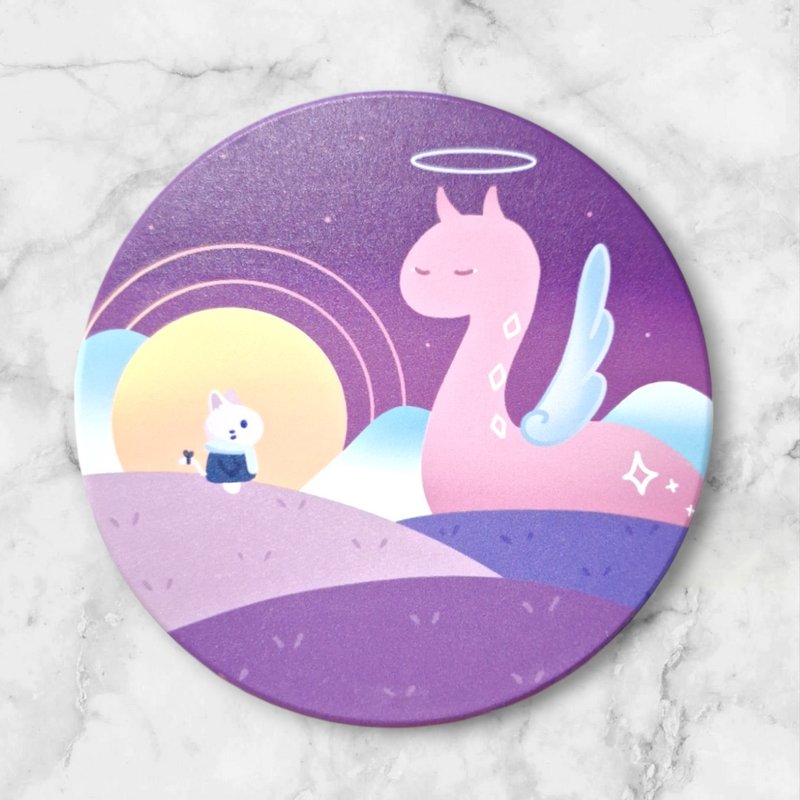 天使的昼夜 陶瓷吸水杯垫 - 杯垫 - 陶 紫色