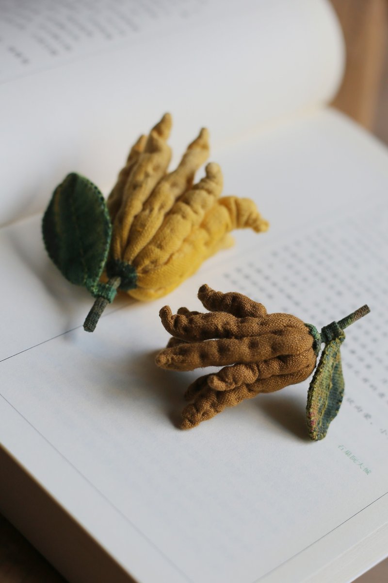 壹染指原创 手缝布艺 | 佛手柑 挂饰 胸针 | 植物系列 | 现货 - 吊饰 - 棉．麻 多色