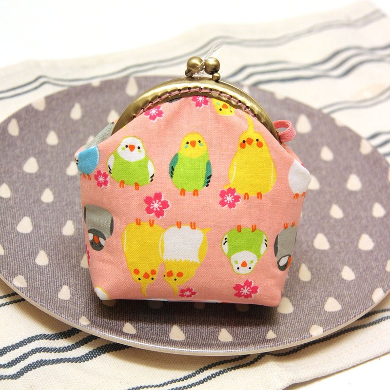 Rolia's 手作 文鸟 虎皮 玄凤 鹦鹉口金包 粉红 - 零钱包 - 棉．麻 多色