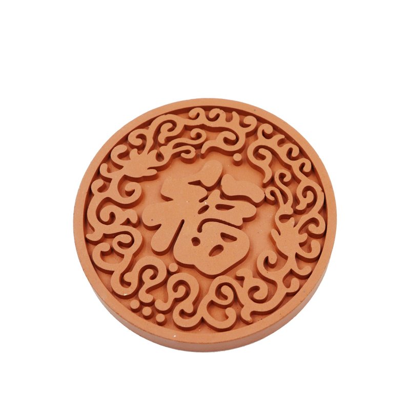 圆纹福 砖雕吸水杯垫 - 杯垫 - 其他材质 