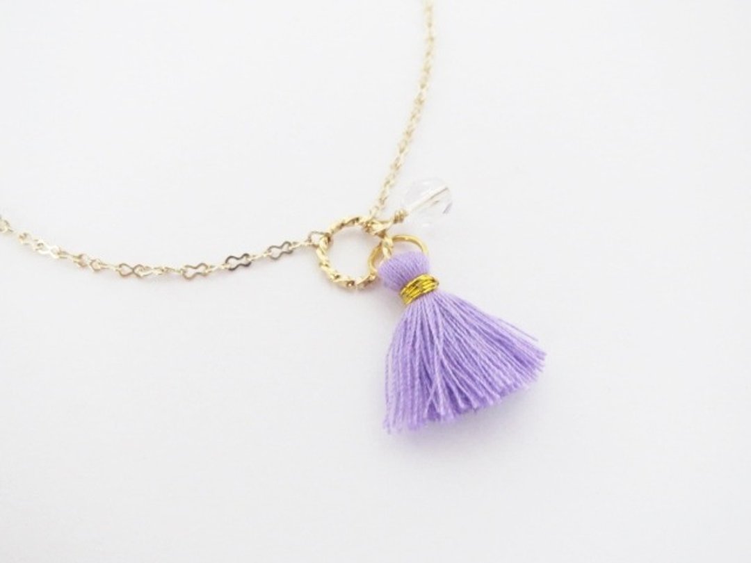 P0003 mini tassels anklet (purple) - 其他 - 棉 紫色