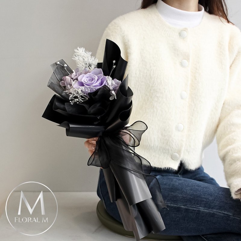 My Love谬思女神永生玫瑰花束 - 干燥花/捧花 - 植物．花 黑色