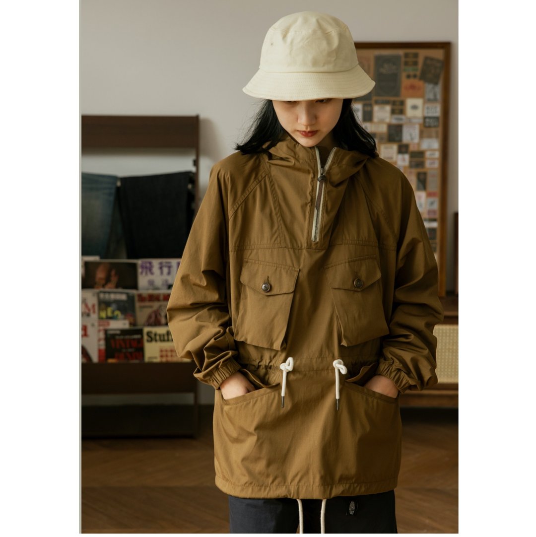 复古法式工装防风外套 咖啡色 户外 登山 露营 机能外套Anorak - 女装休闲/机能外套 - 其他材质 咖啡色