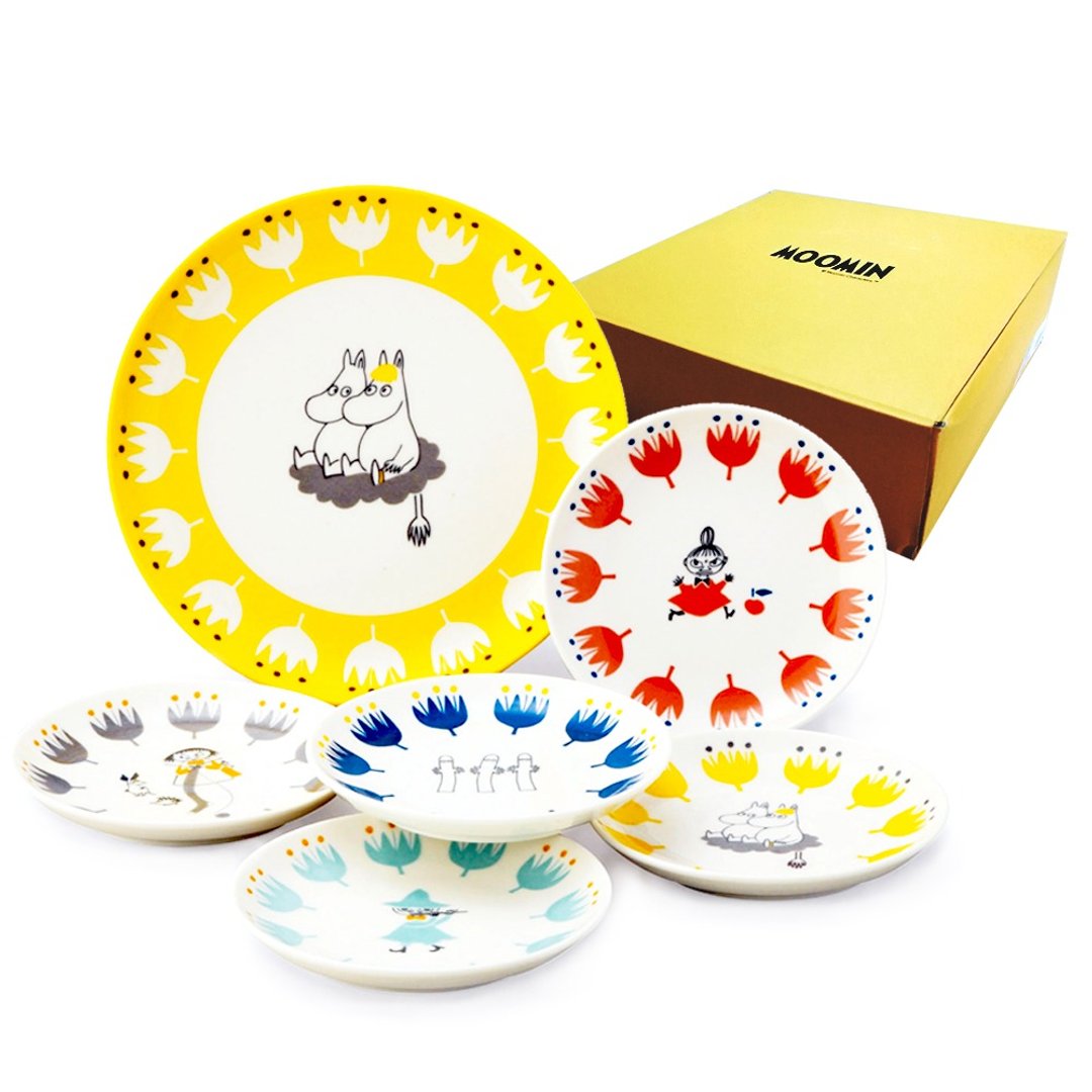 【日本山加yamaka】噜噜米彩绘陶瓷浅盘礼盒6入组 (MM1000-52) - 盘子/餐盘/盘架 - 瓷 白色