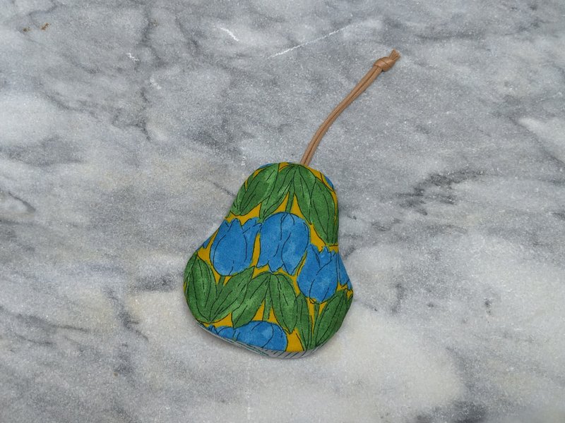 蓝色郁金香 梨型钥匙包【K200503】 - 钥匙链/钥匙包 - 棉．麻 多色