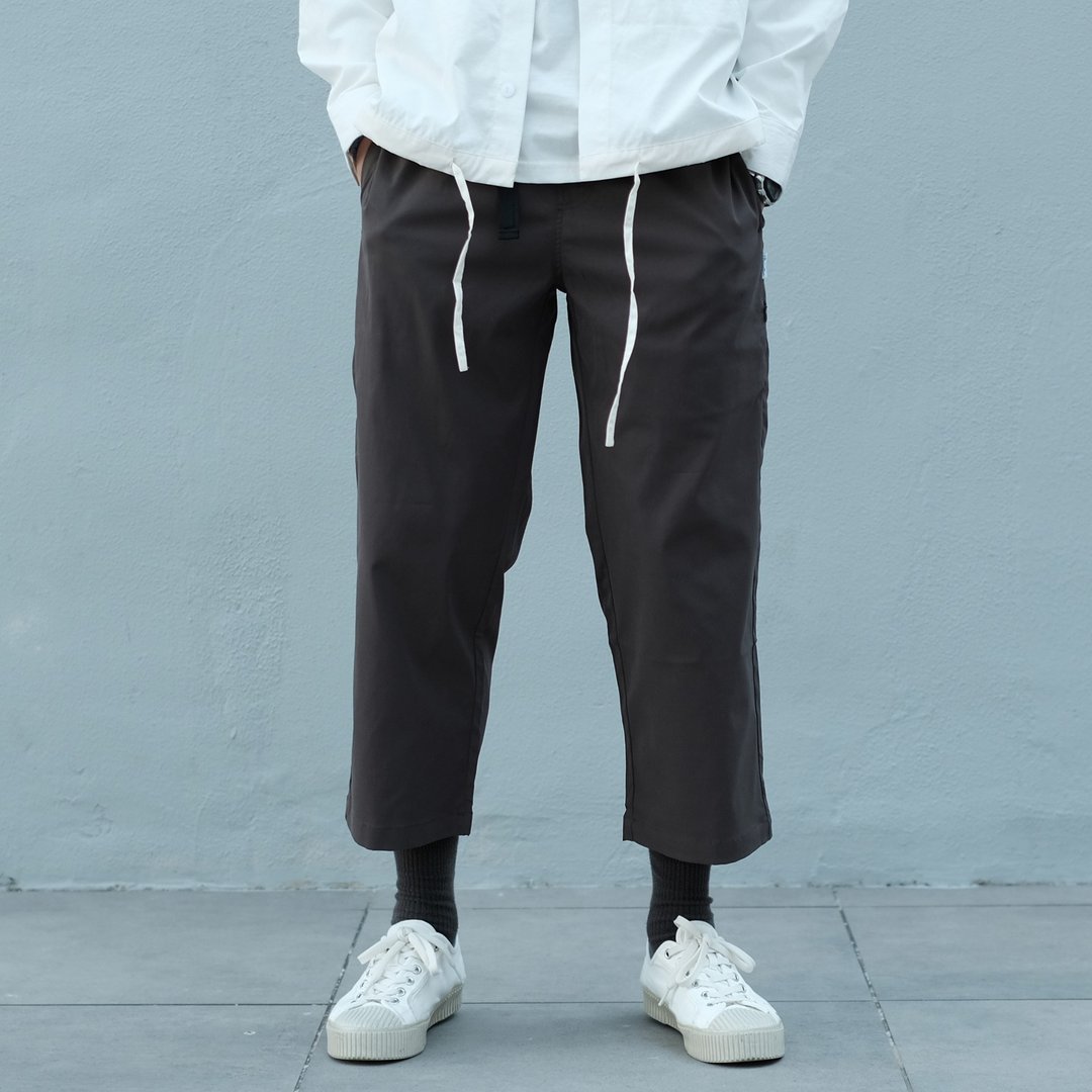 宽版剪裁九分裤 Wide Ankle Pants/简约/素色/情侣服/长裤 - 男士长裤 - 棉．麻 黑色