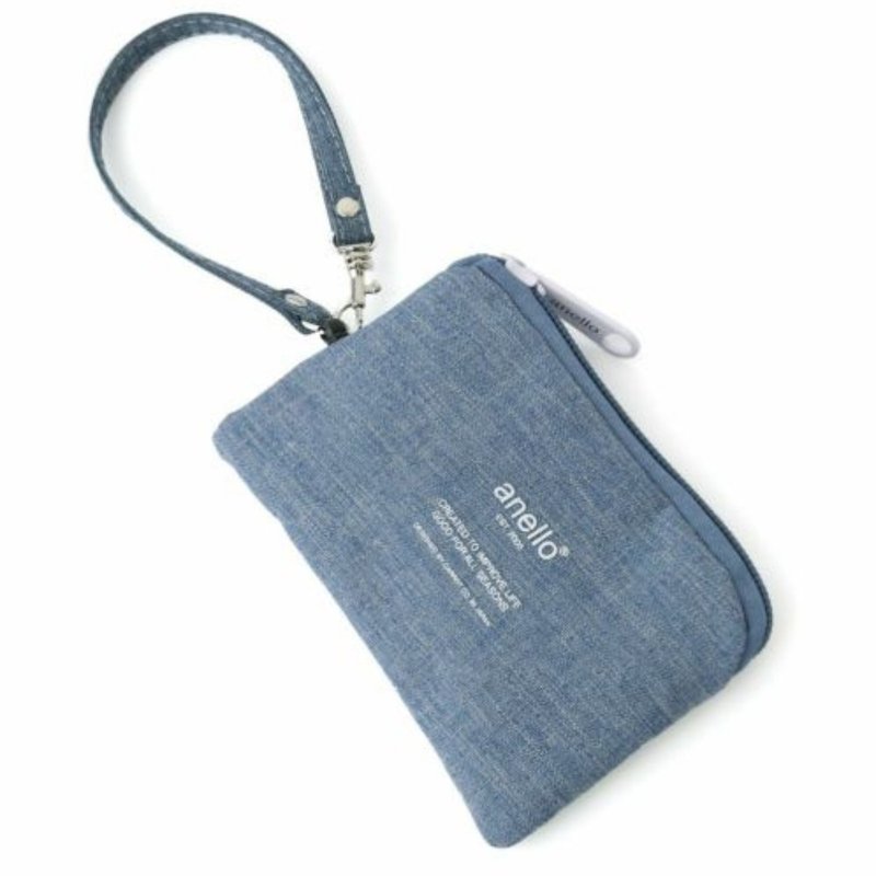 Anello 轻量多分格拉链卡片套散纸包 可拆带 AU-H1159 - 牛仔蓝色 - 皮夹/钱包 - 聚酯纤维 蓝色
