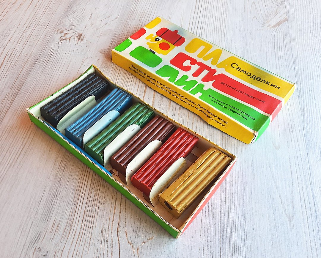 Vintage kids modeling clay USSR  -  Six colors Soviet plasticine Samodelkin - 玩具/玩偶 - 其他材质 多色