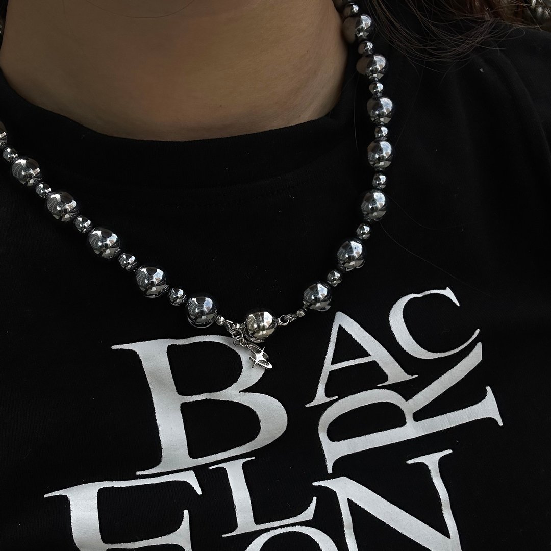 太赫兹石 | Terahertz 'BALL' necklace w/ magnetic clasp - 项链 - 石头 银色