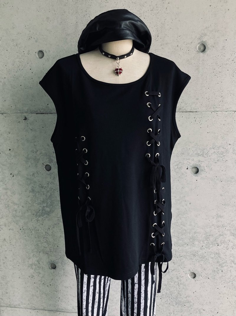 暗黑夏日系带上衣 / 黑色 / M/L 尺码 / BANNED APPAREL tp10291 - 女装 T 恤 - 棉．麻 黑色