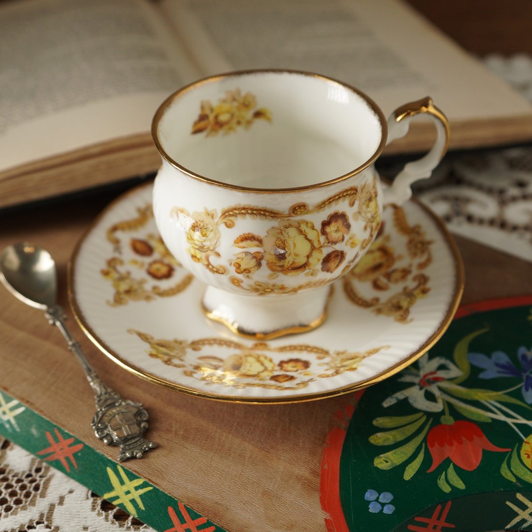 英国Elizabethan芍药花细骨瓷茶杯/咖啡杯组 - 茶具/茶杯 - 瓷 金色