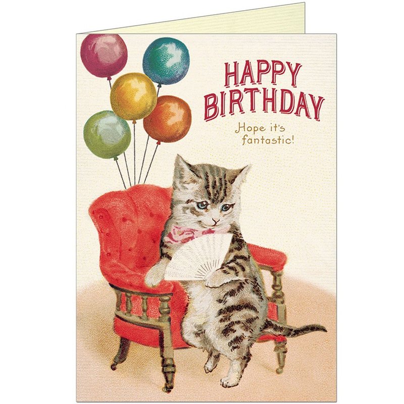 Cavallini & Co.  GREETING CARD 生日卡(大)_猫猫与气球 - 卡片/明信片 - 纸 多色