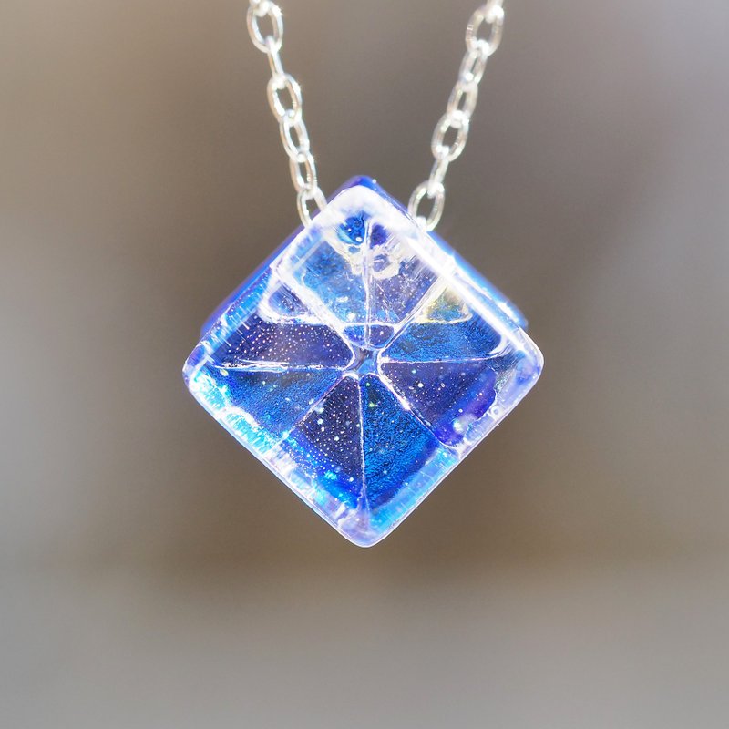 9月诞生石玻璃项链 (蓝宝石) 【可改为香氛坠饰】【可选棉绳、Silver 925】【订制】 - 项链 - 玻璃 蓝色