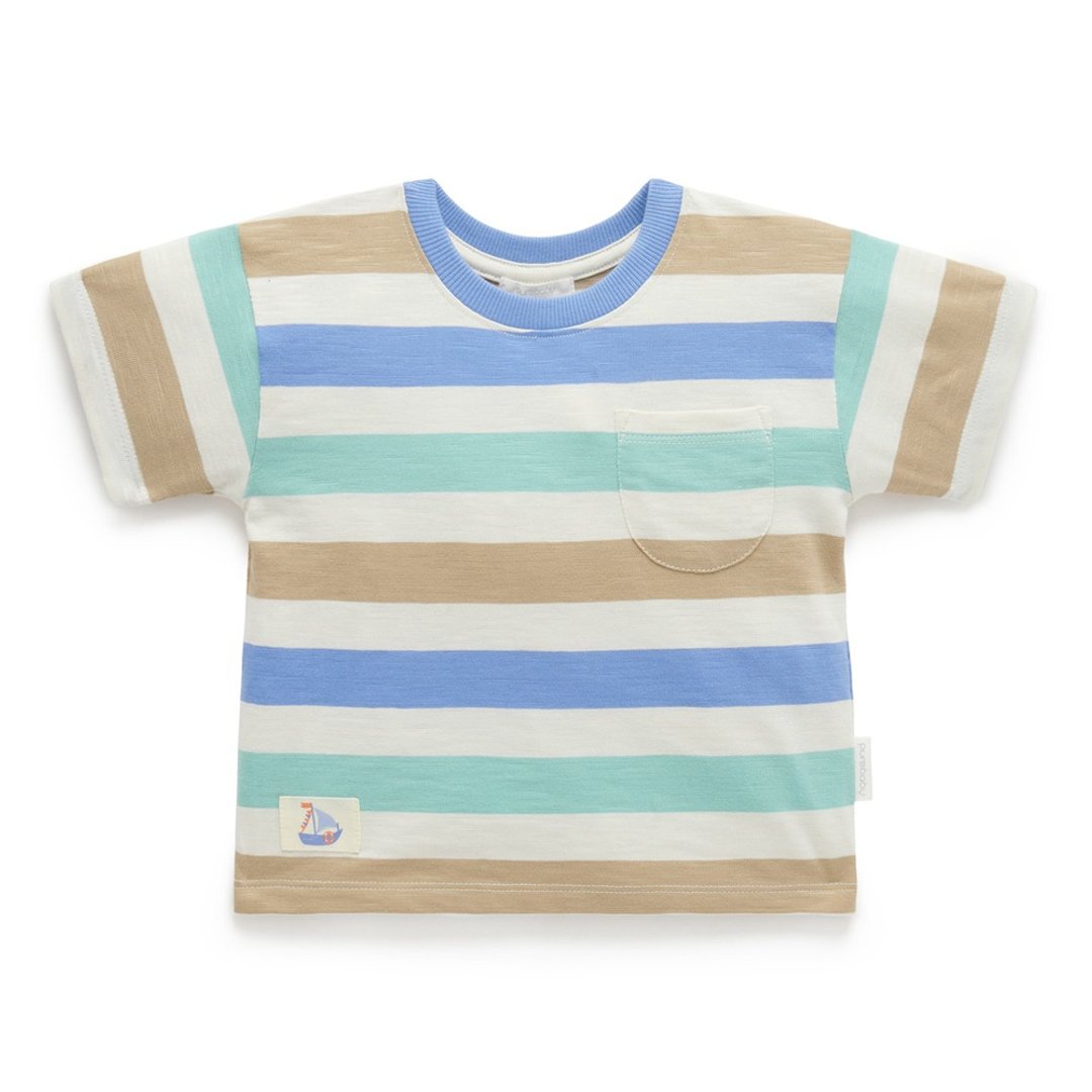澳洲Purebaby有机棉男童装上衣12M-4T 粉彩宽条纹 - 童装上衣 - 棉 
