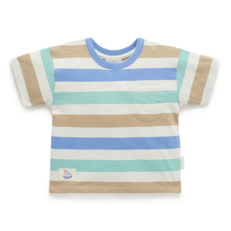 澳洲Purebaby有机棉男童装上衣12M-4T 粉彩宽条纹 - 童装上衣 - 棉．麻 