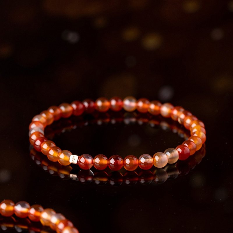 绯红玛瑙 | 天然能量手串 | 4.5-5.5mm - 手链/手环 - 水晶 红色