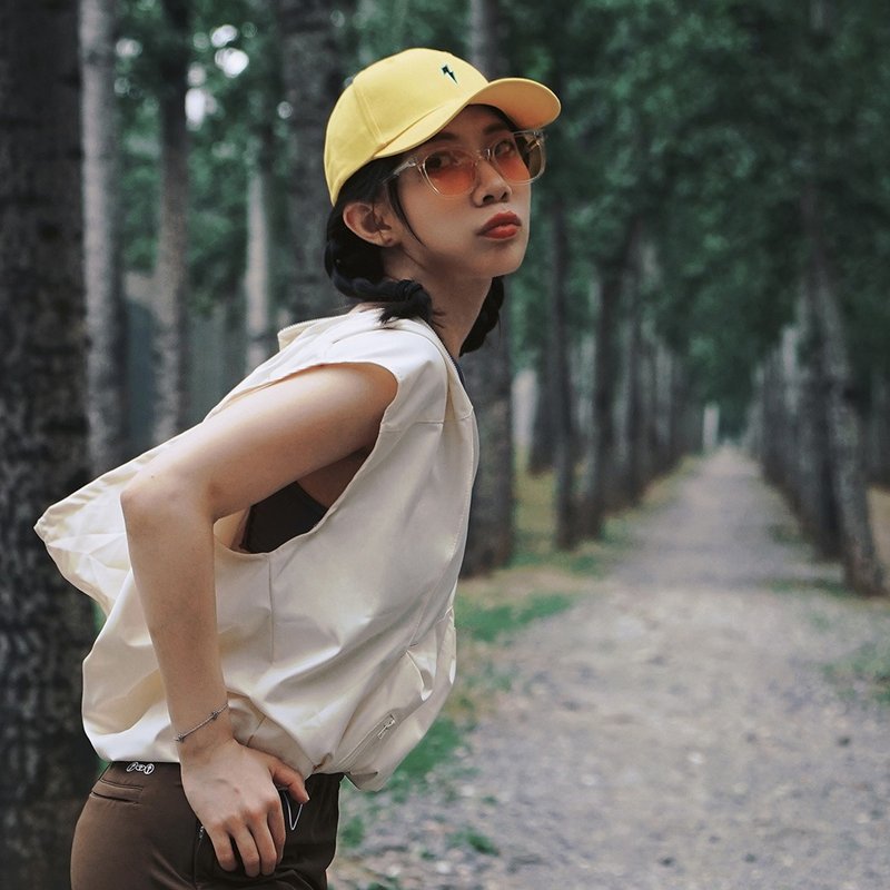 棒球帽 老帽 鸭舌帽 梭织棒球帽-黄色【ISW】设计师品牌 - 帽子 - 棉．麻 黄色