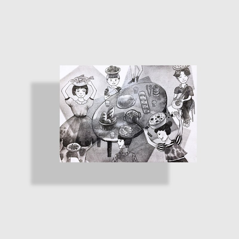 【一起吃饭】明信片 卡片 - 卡片/明信片 - 纸 黑色