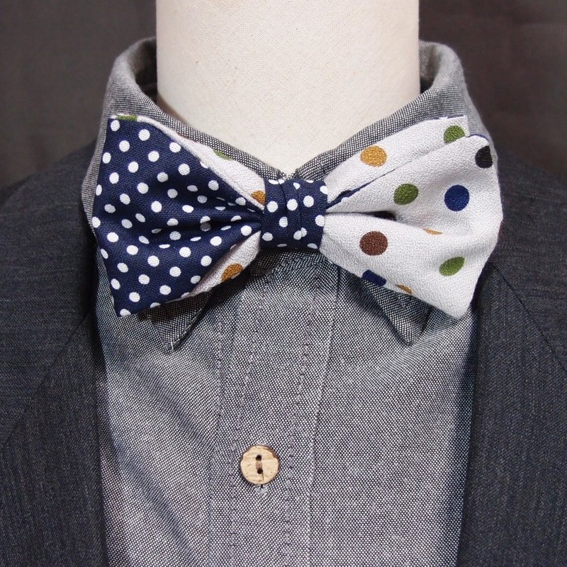 俏皮彩色点点撞色设计领结 bow tie-双面可用 - 领带/领带夹 - 聚酯纤维 多色