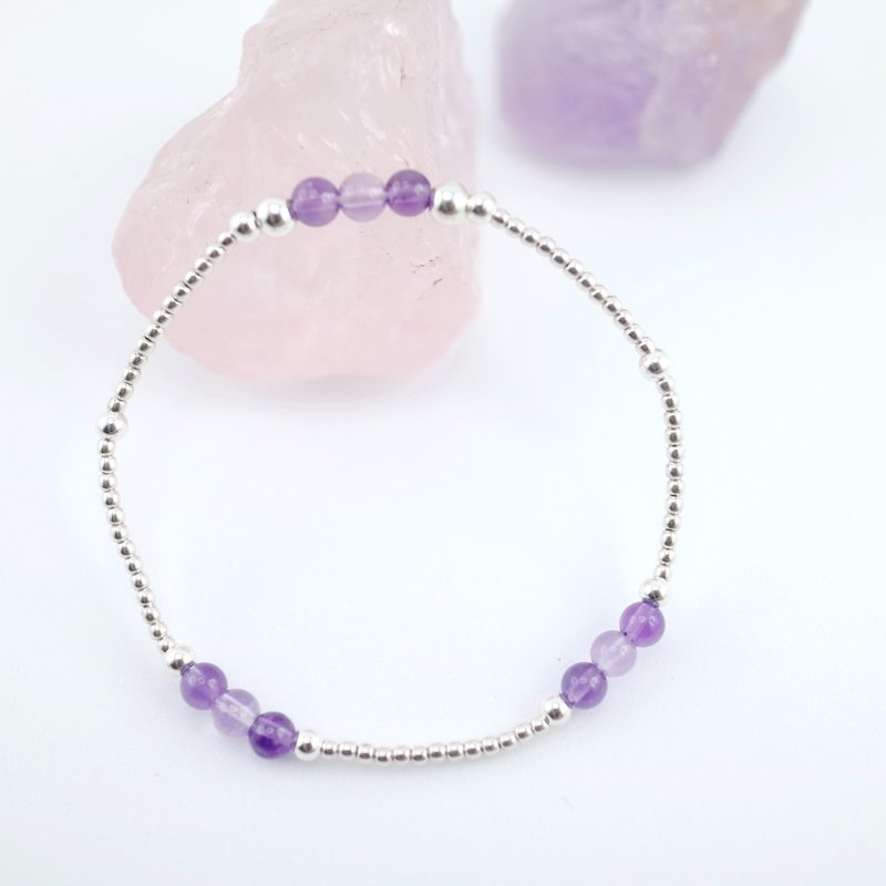 【ColorDay】双色紫水晶纯银弹性手环 (Amethyst Silver Bracelet ) - 手链/手环 - 宝石 紫色