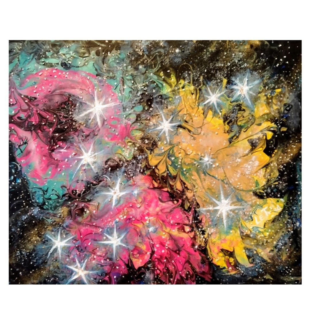 Constellation Lion painting on canvas 50 by 60 Original art by Elena Titenko LeT - 海报/装饰画/版画 - 其他材质 多色