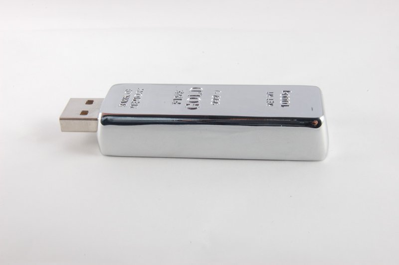 银砖造型 随身碟 小银块 小银砖 8GB+单面雷雕 - U盘 - 其他金属 银色