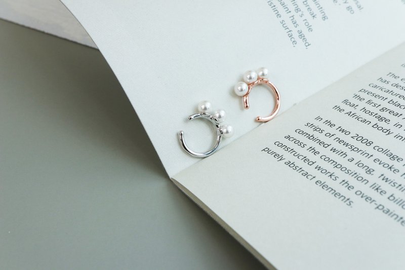 一点点喜欢。珍珠耳骨夹(单支) - 耳环/耳夹 - 纯银 银色