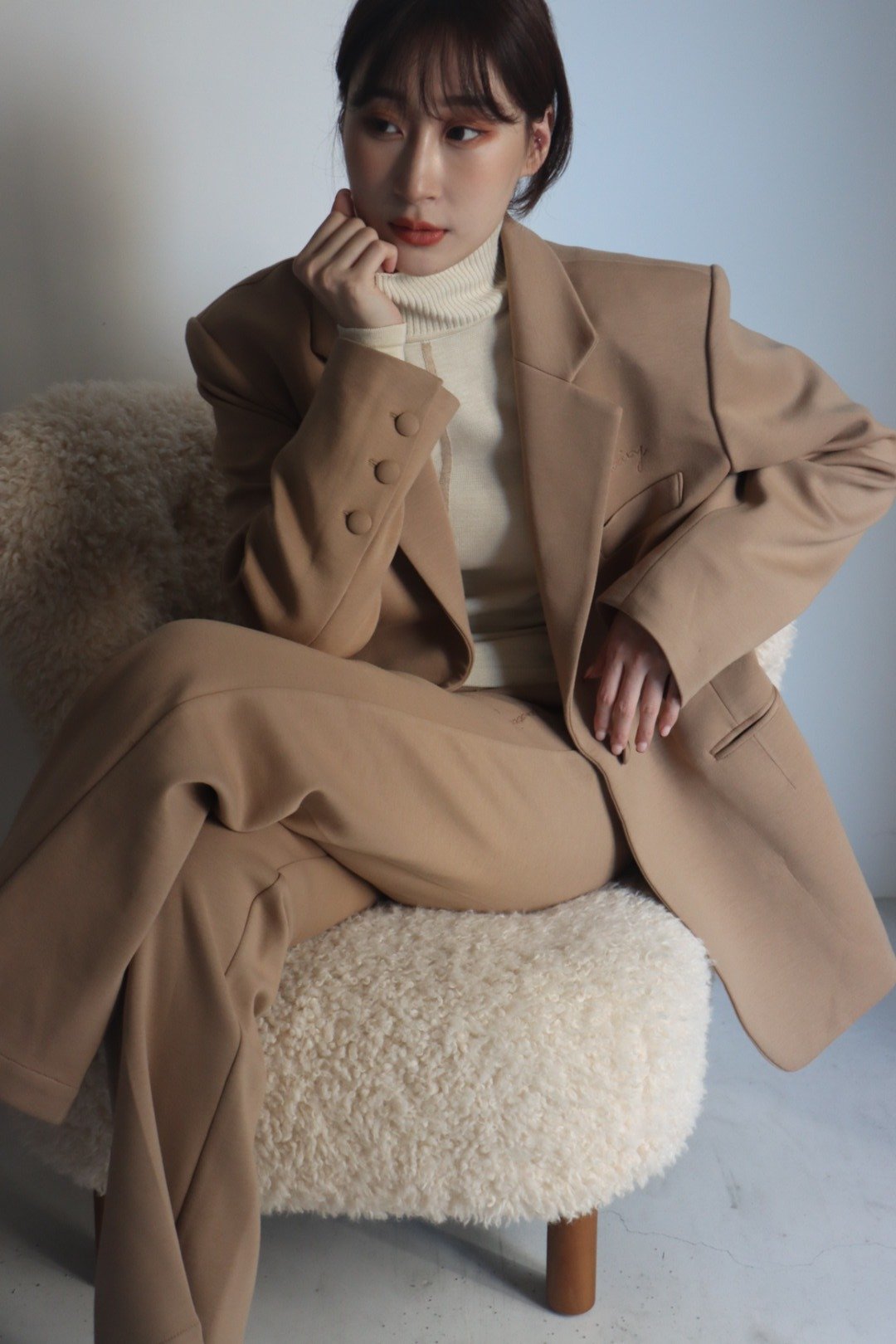 Embroidered Logo Classic Suit Trousers - 女装长裤 - 棉 