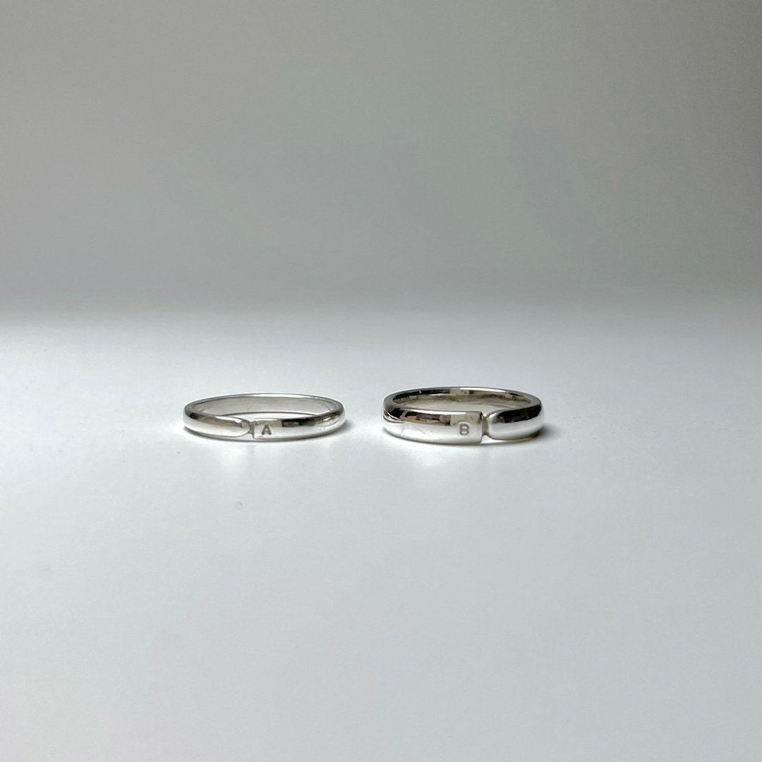 桃园金工体验【圆+方の磨合戒指 - 999纯银】戒指 DIY 手作婚戒 - 金工/饰品 - 纯银 