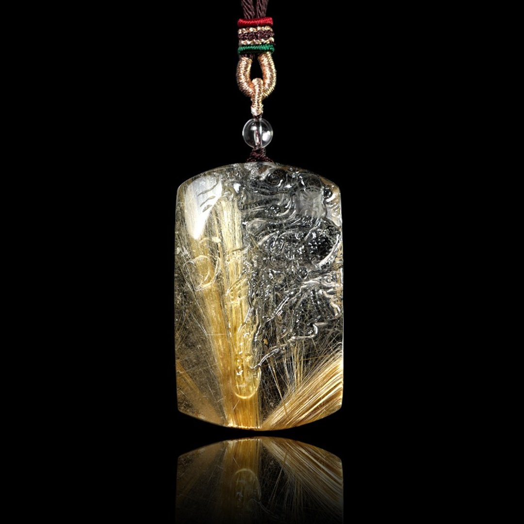 【正佳珠宝】金钛晶 超顶级极净 关圣帝君 舞刀关公 53.6g 金钛晶 - 项链 - 半宝石 多色