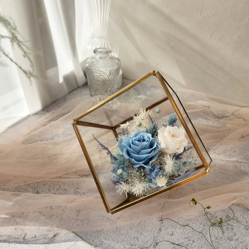 海沫 四角金属框 生日礼物 节日礼物 情人节花礼 开幕花礼 七夕 - 干燥花/捧花 - 植物．花 蓝色