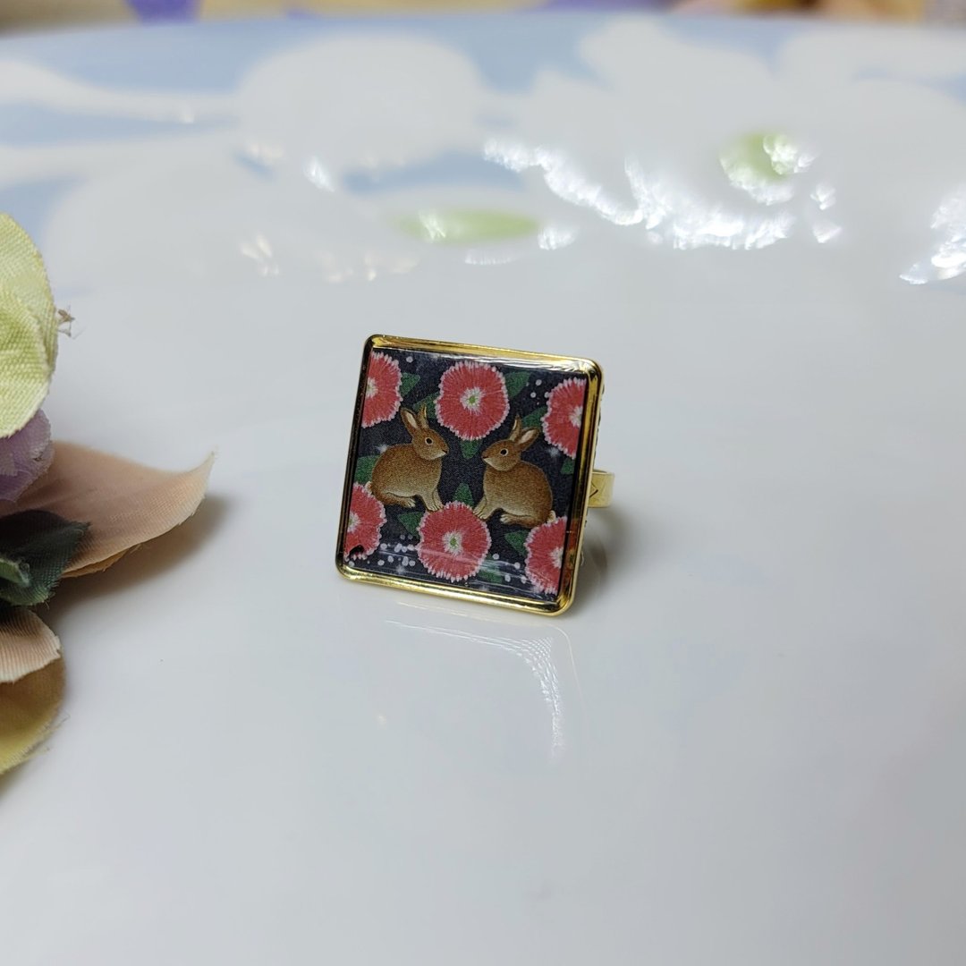 小雪 节气花砖 手作 戒指 徽章 别针 - 戒指 - 铜/黄铜 多色