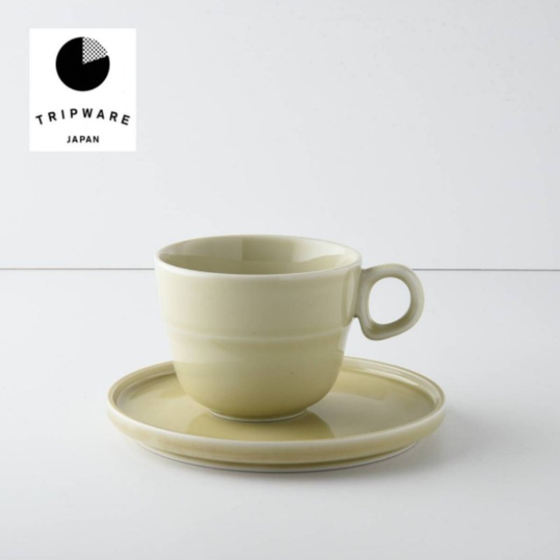 【Trip Ware Japan】杯碟组(200ml) 日本制 美浓烧 (象牙米) - 咖啡杯/马克杯 - 陶 