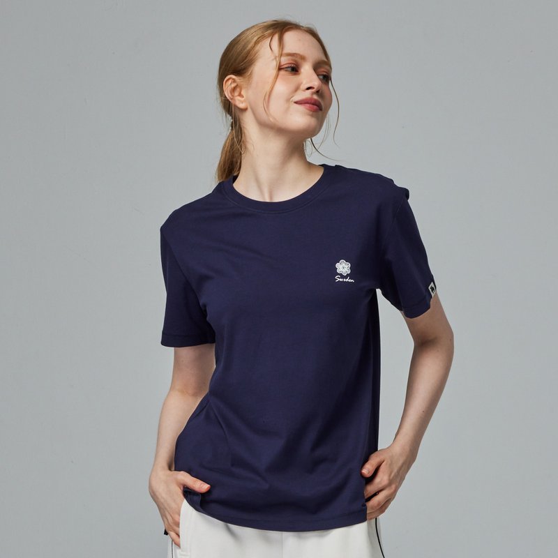 moz瑞典 驼鹿 仲夏之梦 舒适柔棉 100%纯棉短T-藏青(亚洲版)女款 - 女装 T 恤 - 棉．麻 蓝色