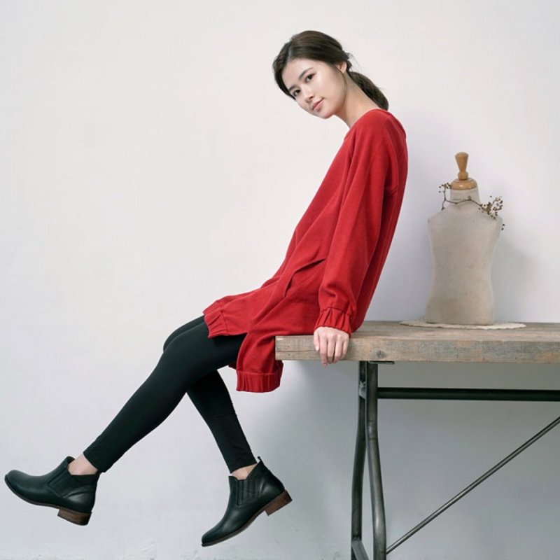 陪你过假日有机棉长版上衣-红日 - 女装上衣 - 棉．麻 红色