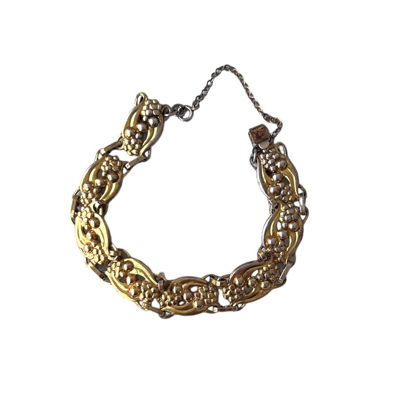 非常罕见的古董 Coro 纯银工艺聚宝盆手链镀金 20 世纪 40 年代 - 手链/手环 - 其他金属 金色